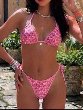 Women’s Pink Tie-Side Bikini